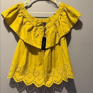 Romeo & Juliet Couture Mustard Off-Shoulder Blouse